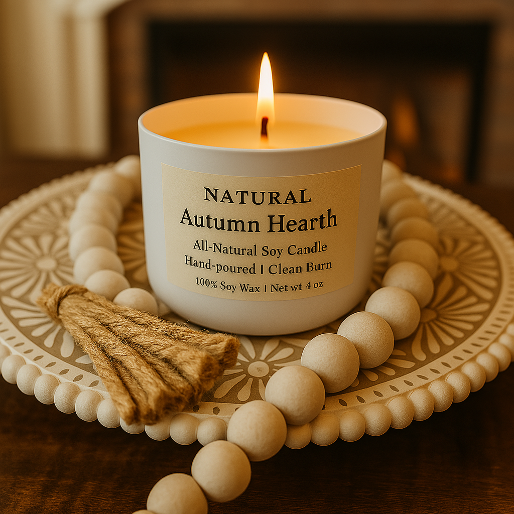Autumn Hearth 100% Soy wax candle hand poured