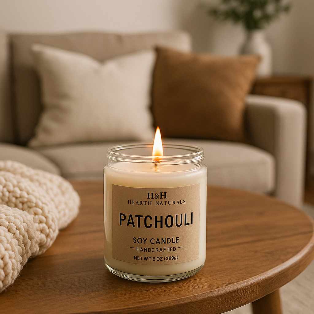 Patchouli Soy Candle – Clean Burning, Hand-Poured