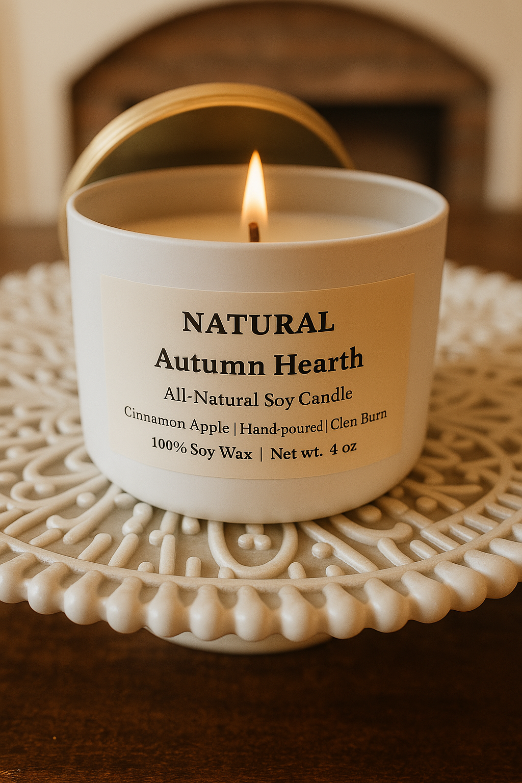 Autumn Hearth 100% Soy wax candle hand poured