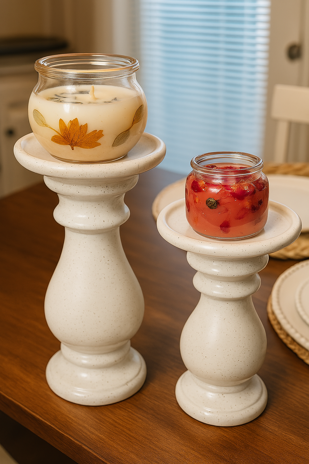 Hand-poured, all-natural soy candle and handmade jar, scents vary and can be requested. Perfect Jar