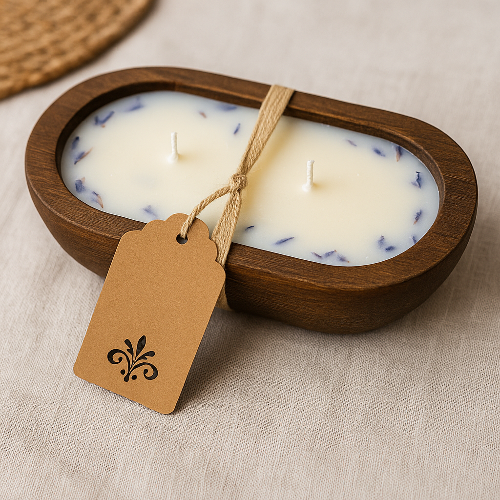 Natural 100% Soy Candle – Wooden Bowl | Hand-Poured & Infused with Organic Essential Oils